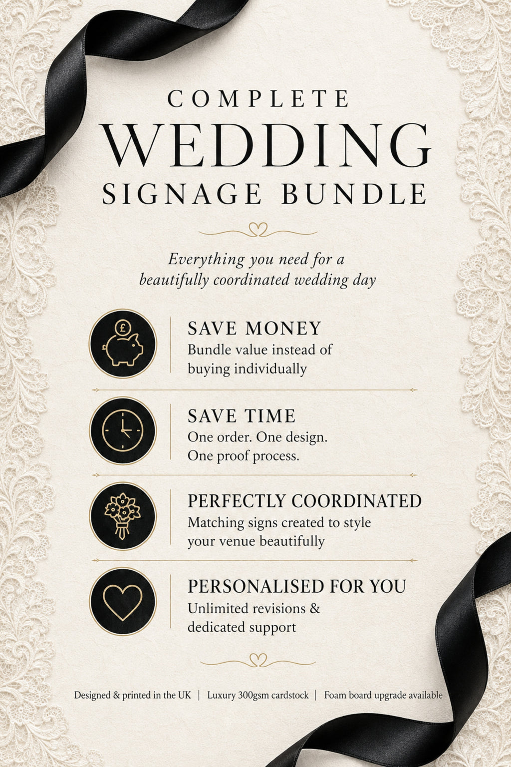 Black Lace Essentials Wedding Signage Bundle