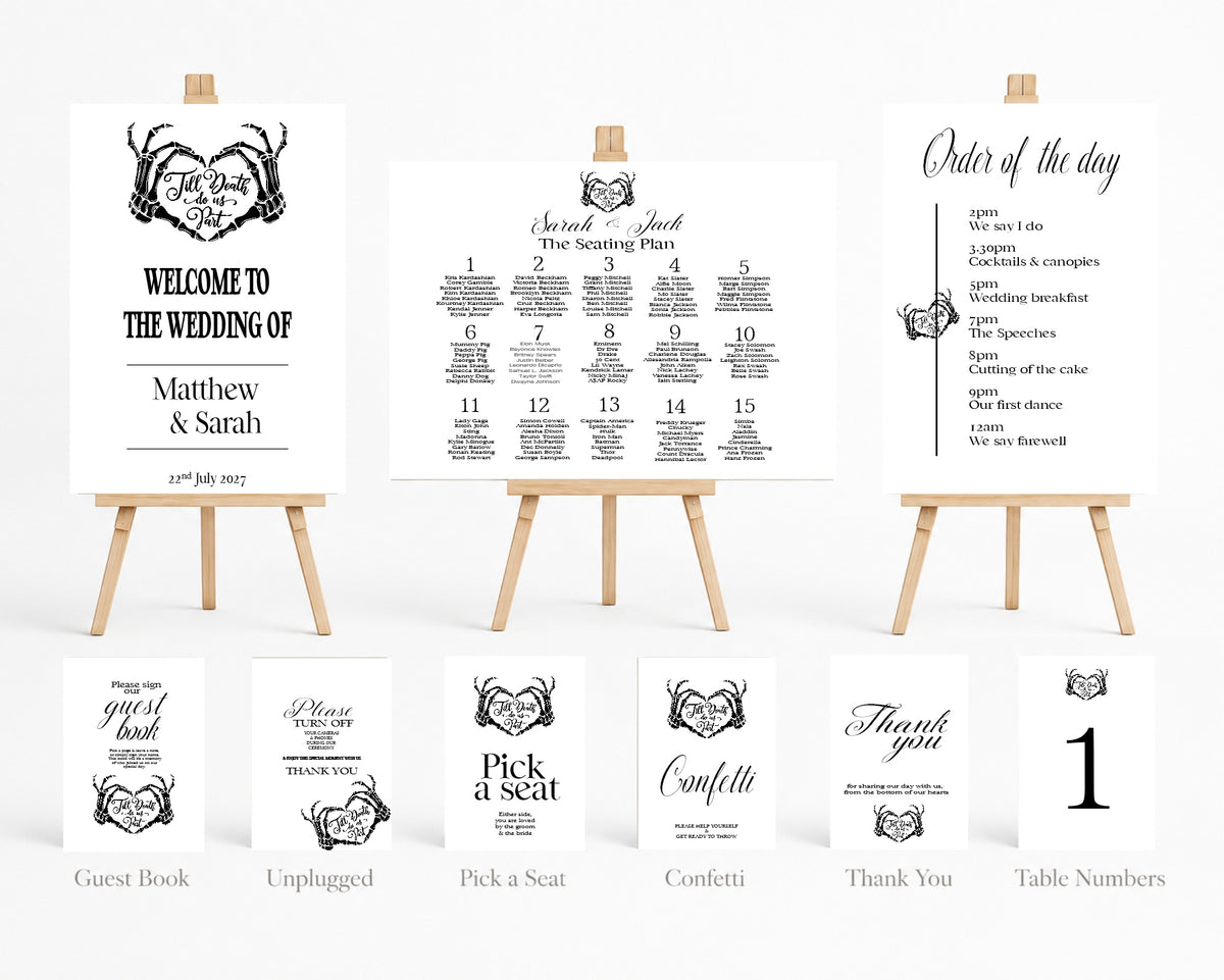 The Lovers Tarot Essential Wedding Signage Bundle | White