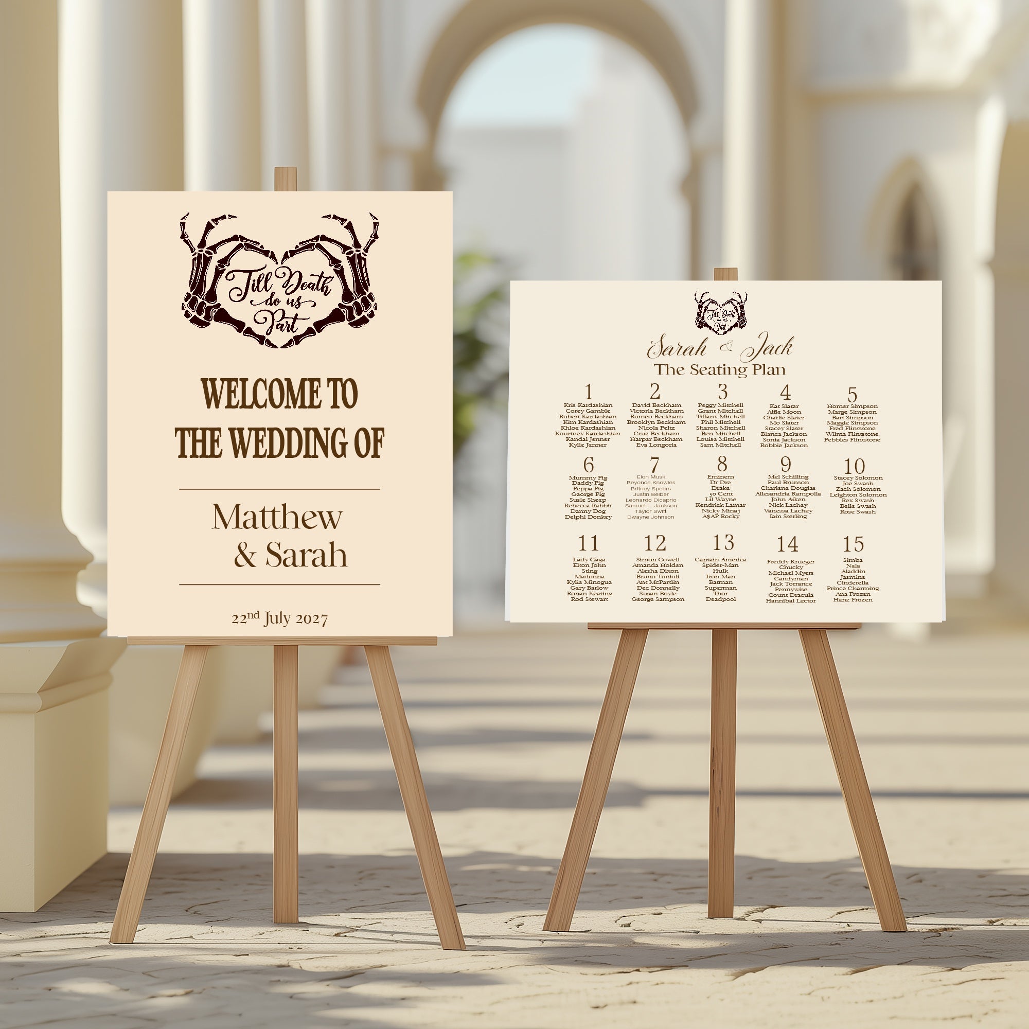 The Lovers Tarot Wedding Seating Plan | Beige
