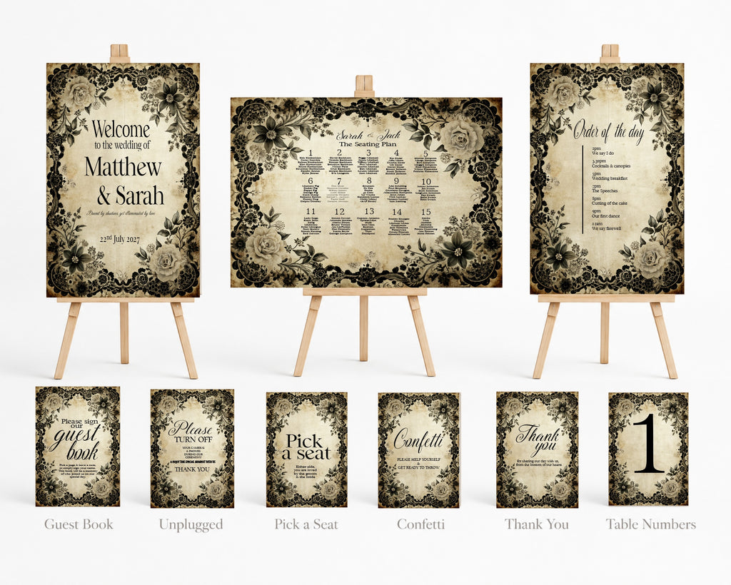 Black Rose Complete Wedding Signage Bundle
