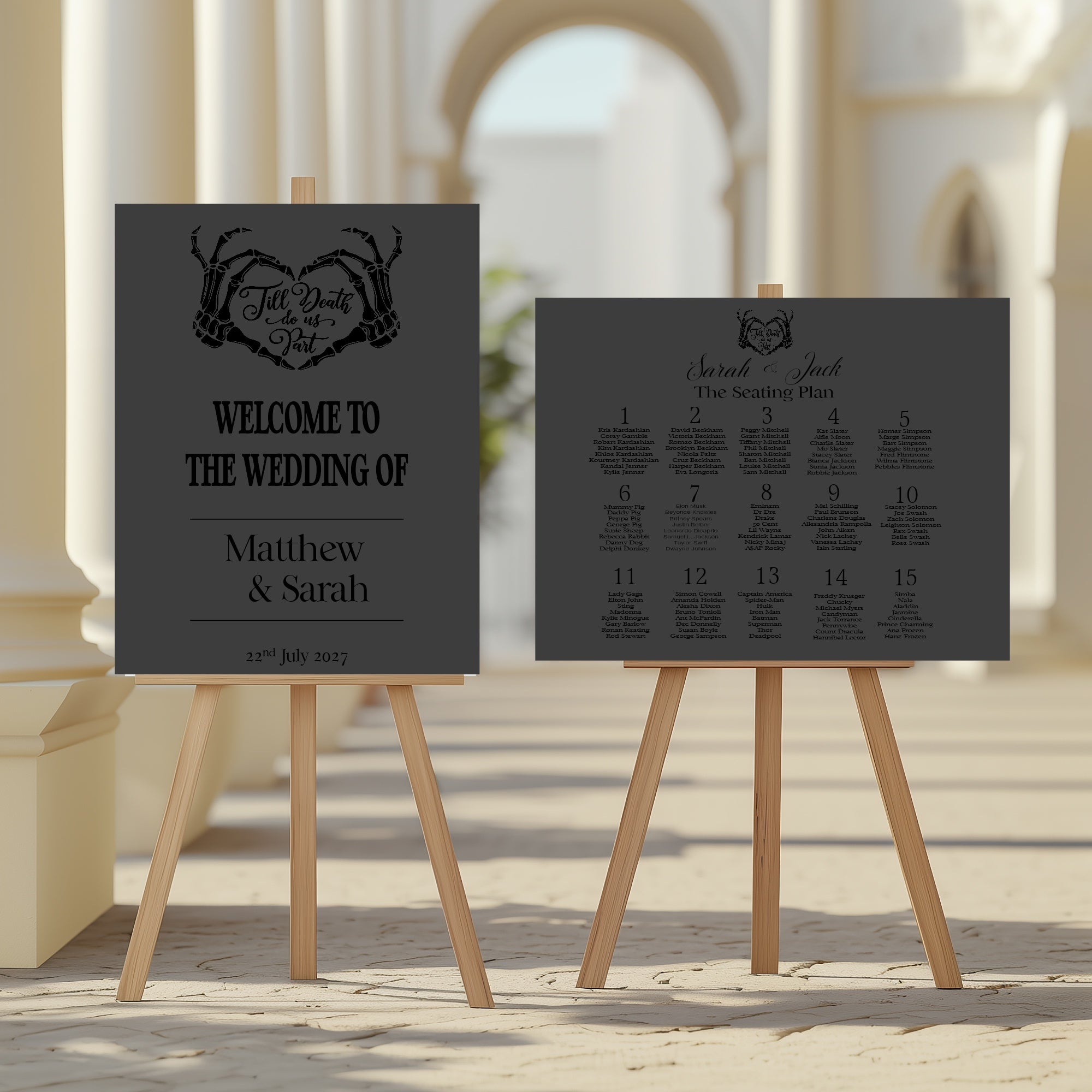 The Lovers Tarot Wedding Seating Plan | Charcoal