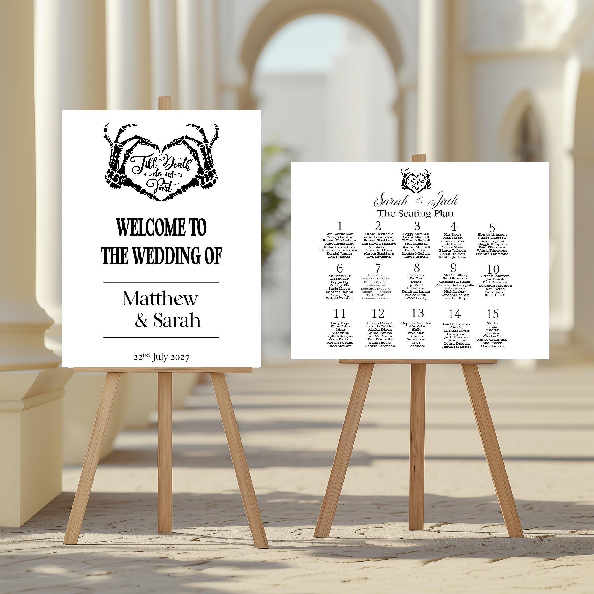 The Lovers Tarot Wedding Seating Plan | White