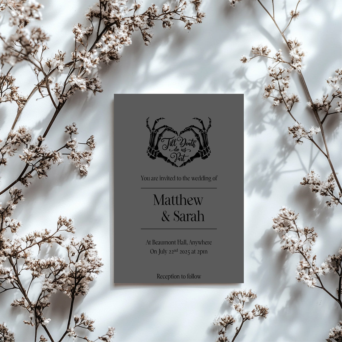 The Lovers Tarot Wedding Invitation Suite | Charcoal