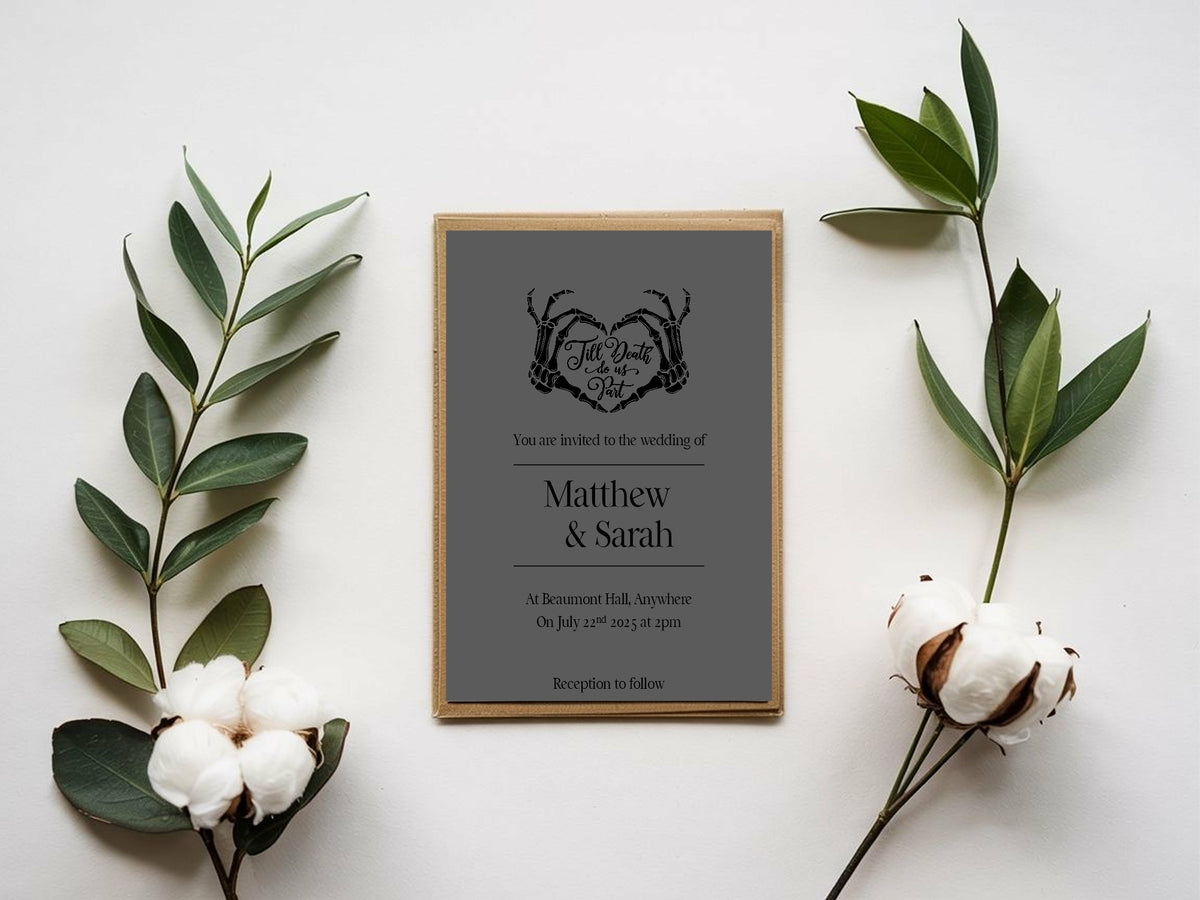 The Lovers Tarot Wedding Invitation Suite | Charcoal