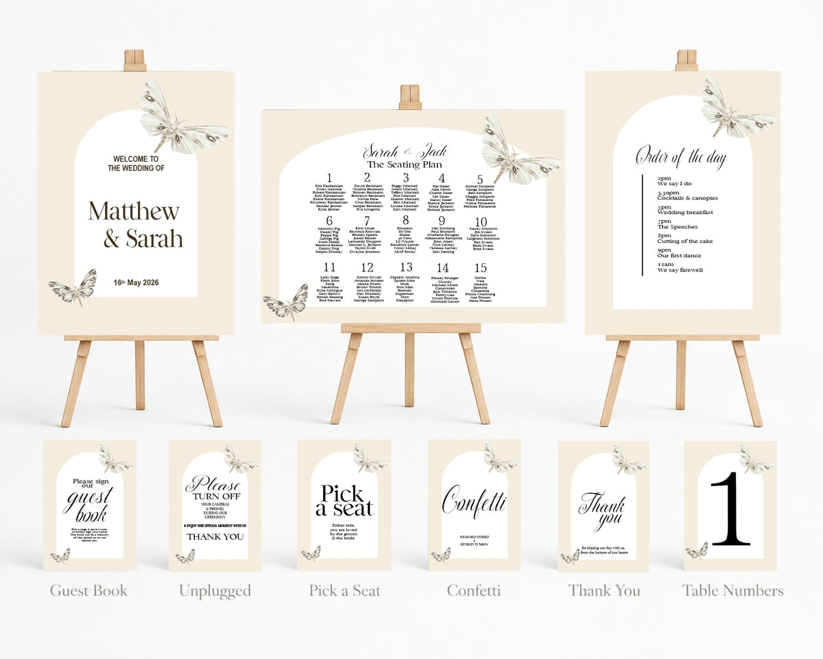 Dark Romance Vintage Moth Complete Wedding Signage Bundle | Complete Bundles