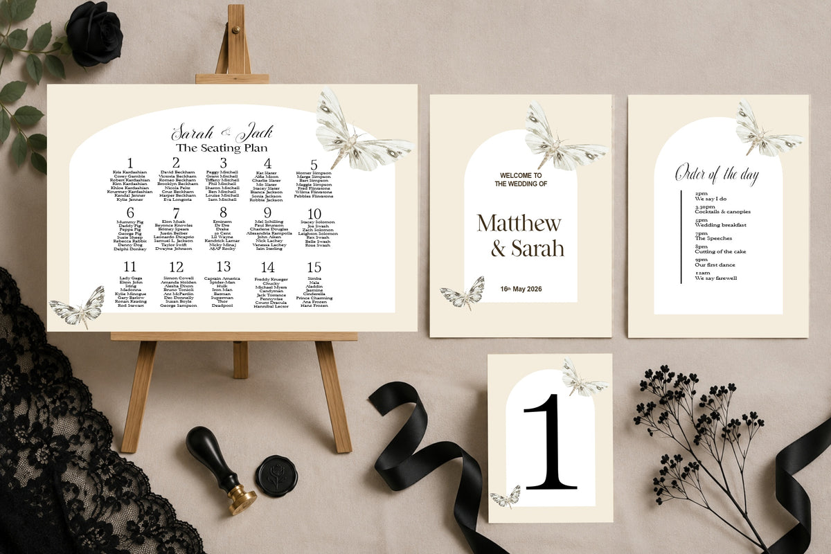 Dark Romance Vintage Moth Essentials Wedding Signage Bundle | Essential Bundle