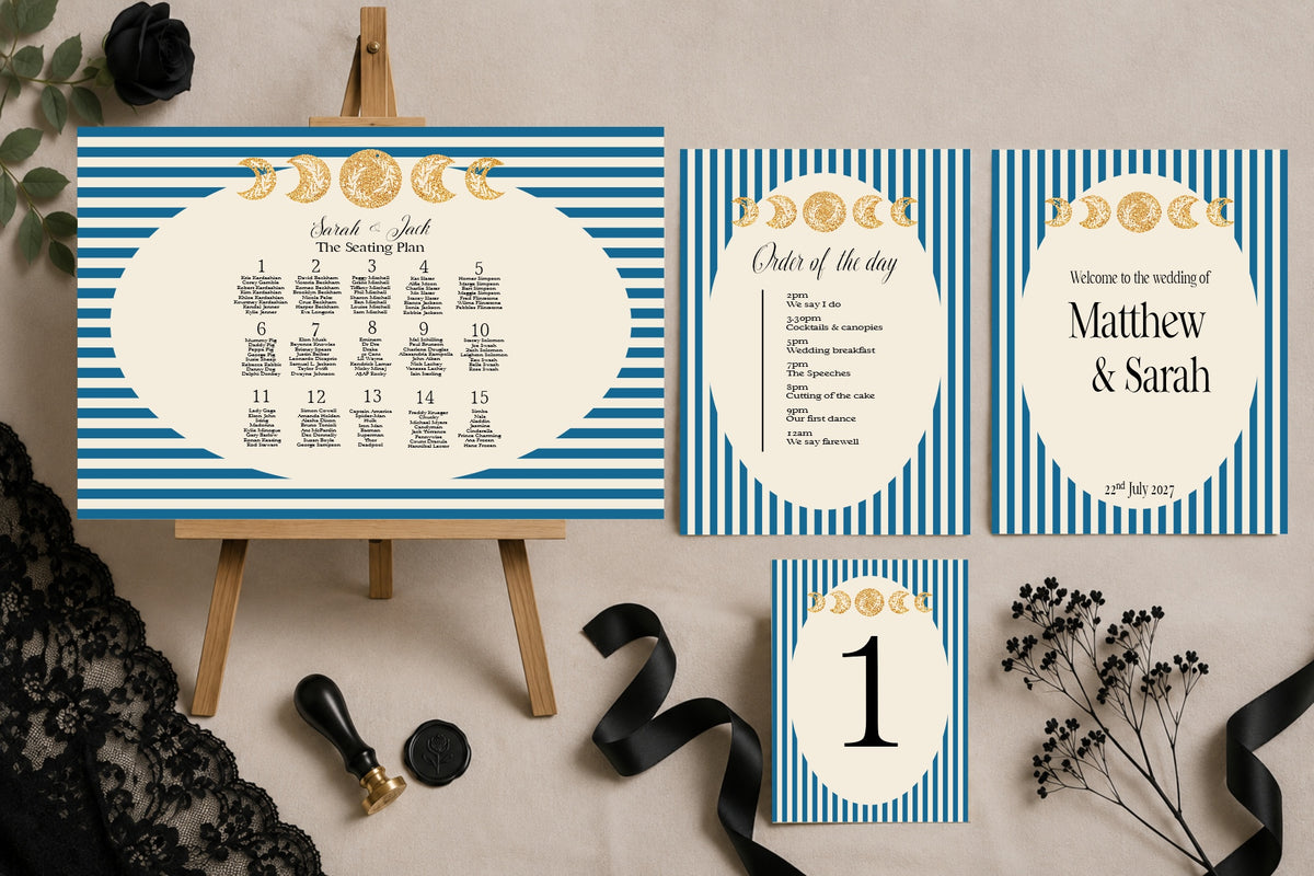 Blue Celestial essentials wedding signage bundle