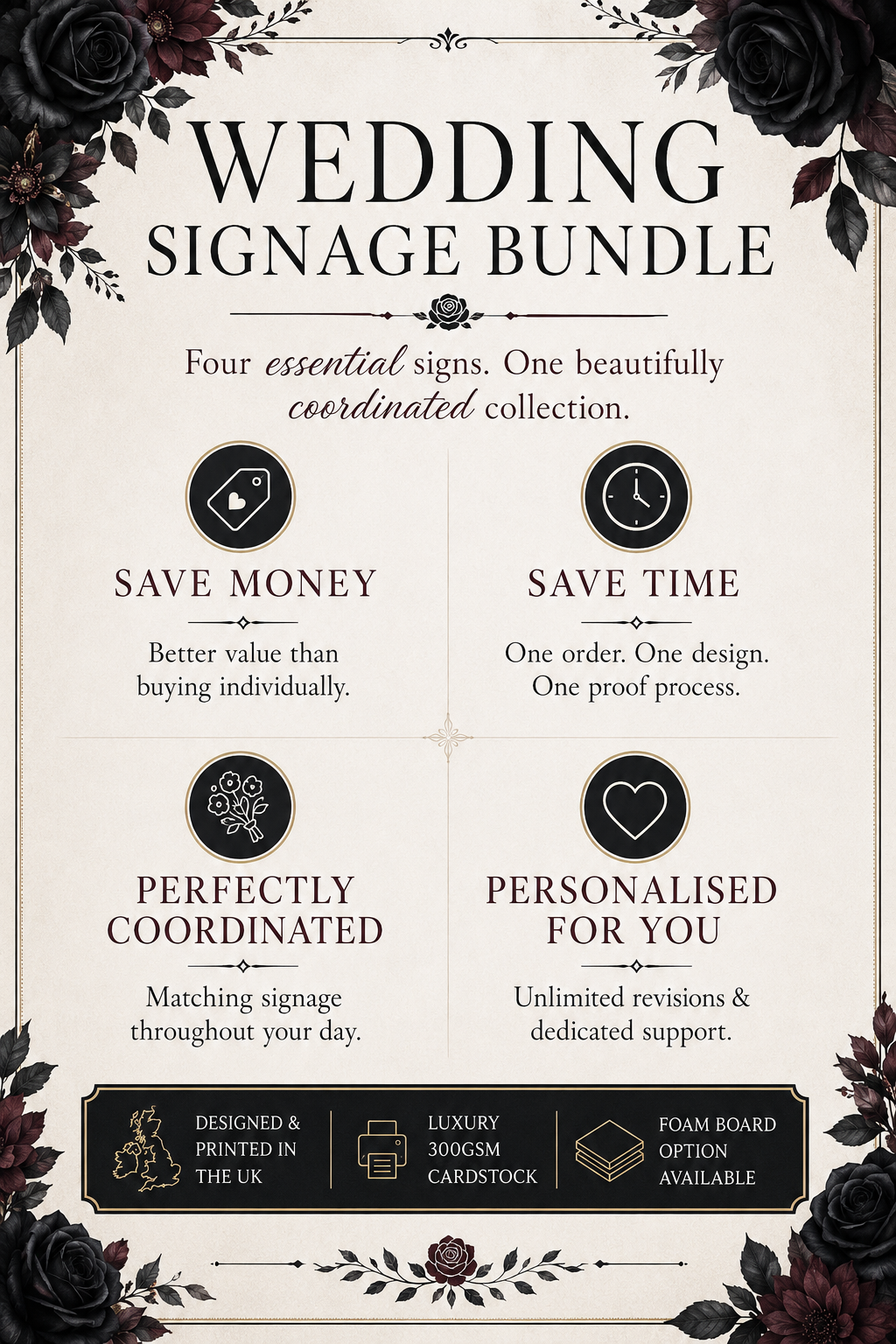The Lovers Tarot Essential Wedding Signage Bundle | Beige