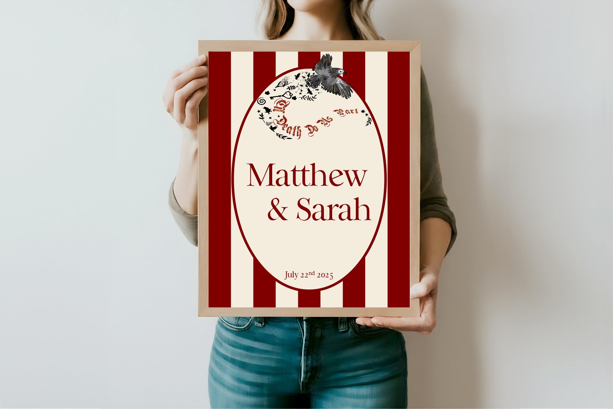 Gothic Bird Til Death Do Us Part Wedding Sign – Double Sided Forever Print