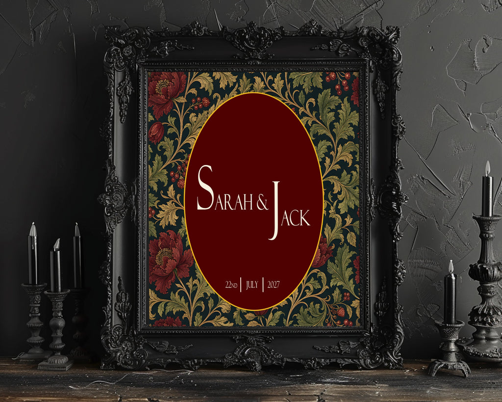 Victorian Winter Christmas Wedding Invitations | Dark Romantic Floral