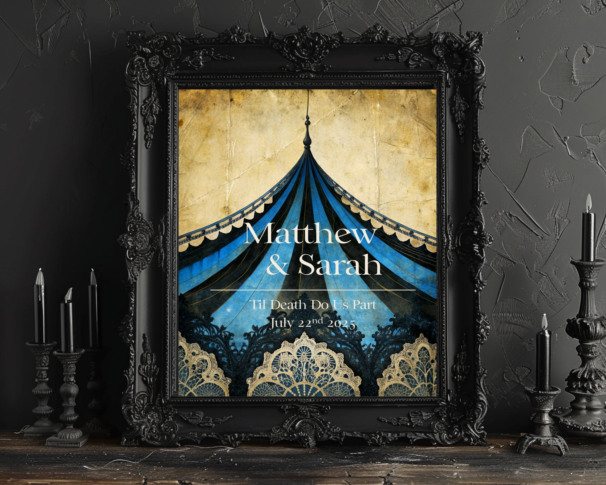 Gothic Dark Romance Circus Double Sided Forever Wedding Sign