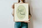 Striped Oval Wedding Welcome Sign | Green