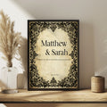 Black Lace Personalised Wedding Keepsake Print