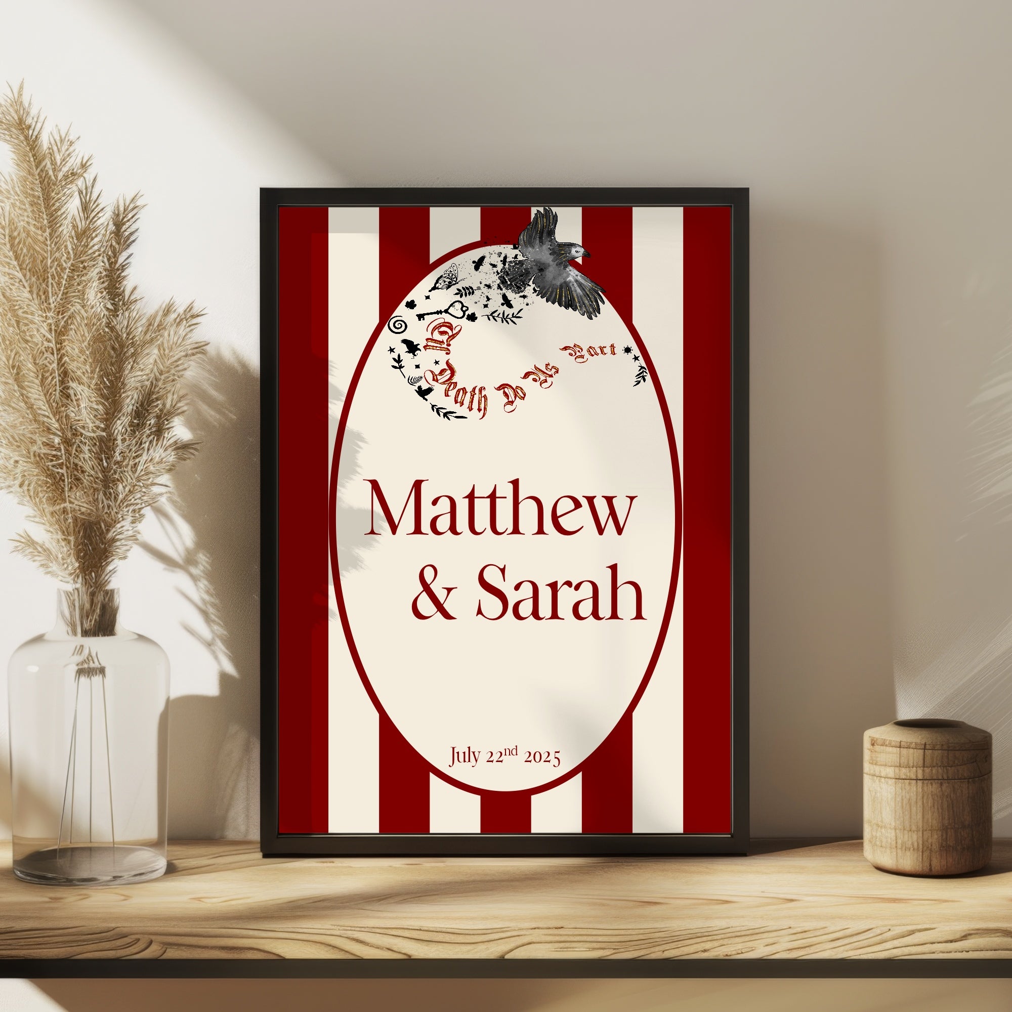 Gothic Bird Til Death Do Us Part Wedding Sign – Double Sided Forever Print