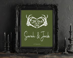 Green Gothic Wedding Welcome Sign | Skeleton Hands