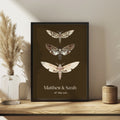 Dark Romance Vintage Moth Personalised Forever Wedding Keepsake Print | Forever Sign 1