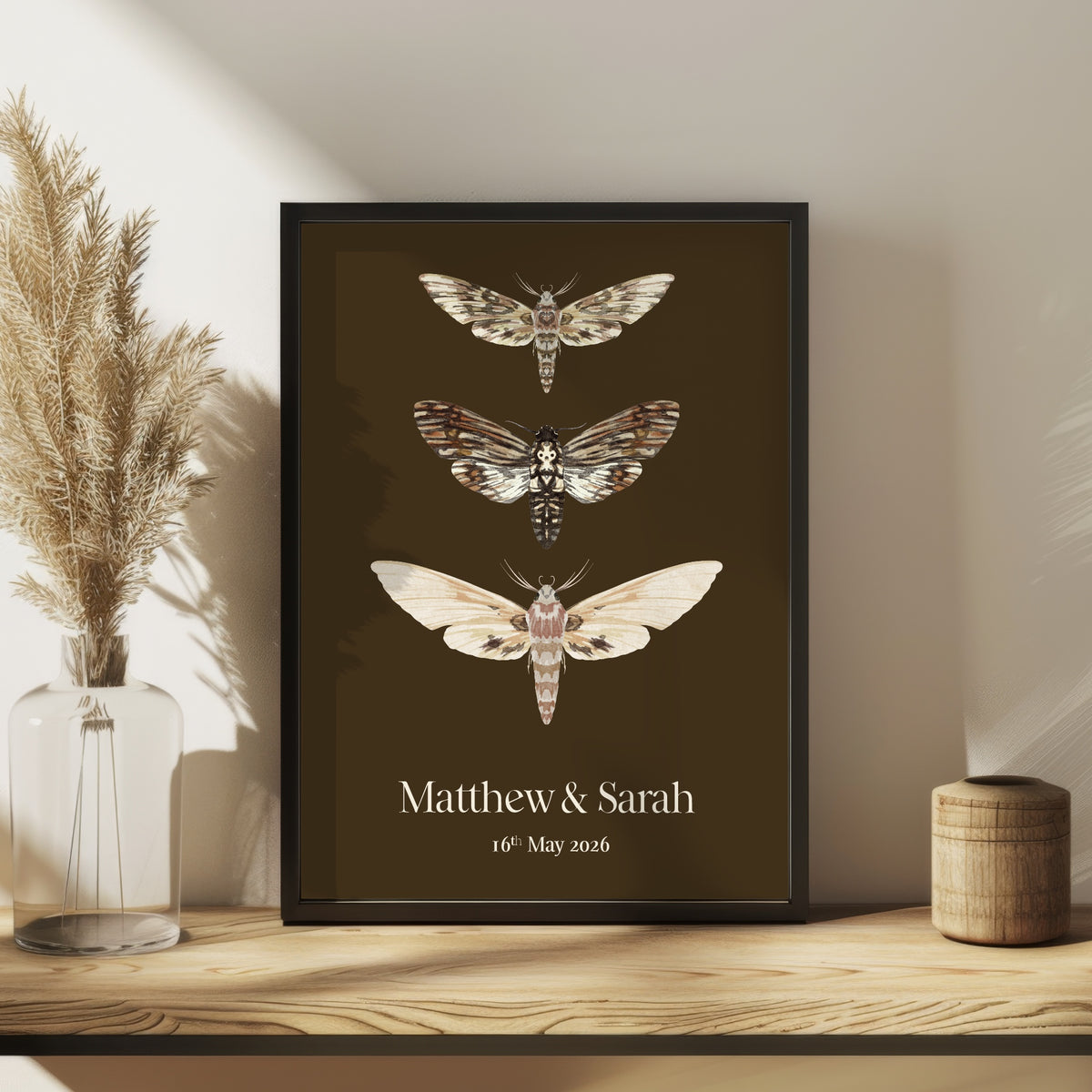 Dark Romance Vintage Moth Personalised Forever Wedding Keepsake Print | Forever Sign 1