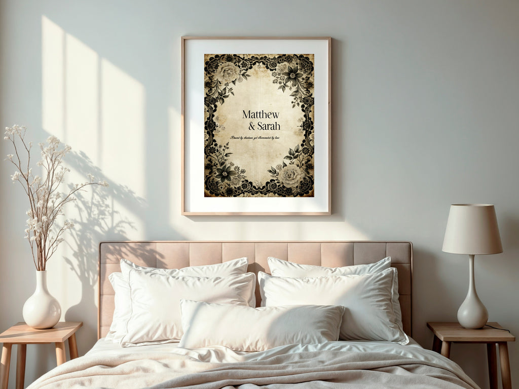Gothic Engagement Welcome Party Sign | Black Rose