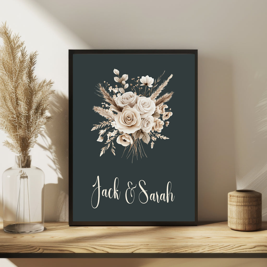 Dark Boho Rose Wedding Welcome Sign