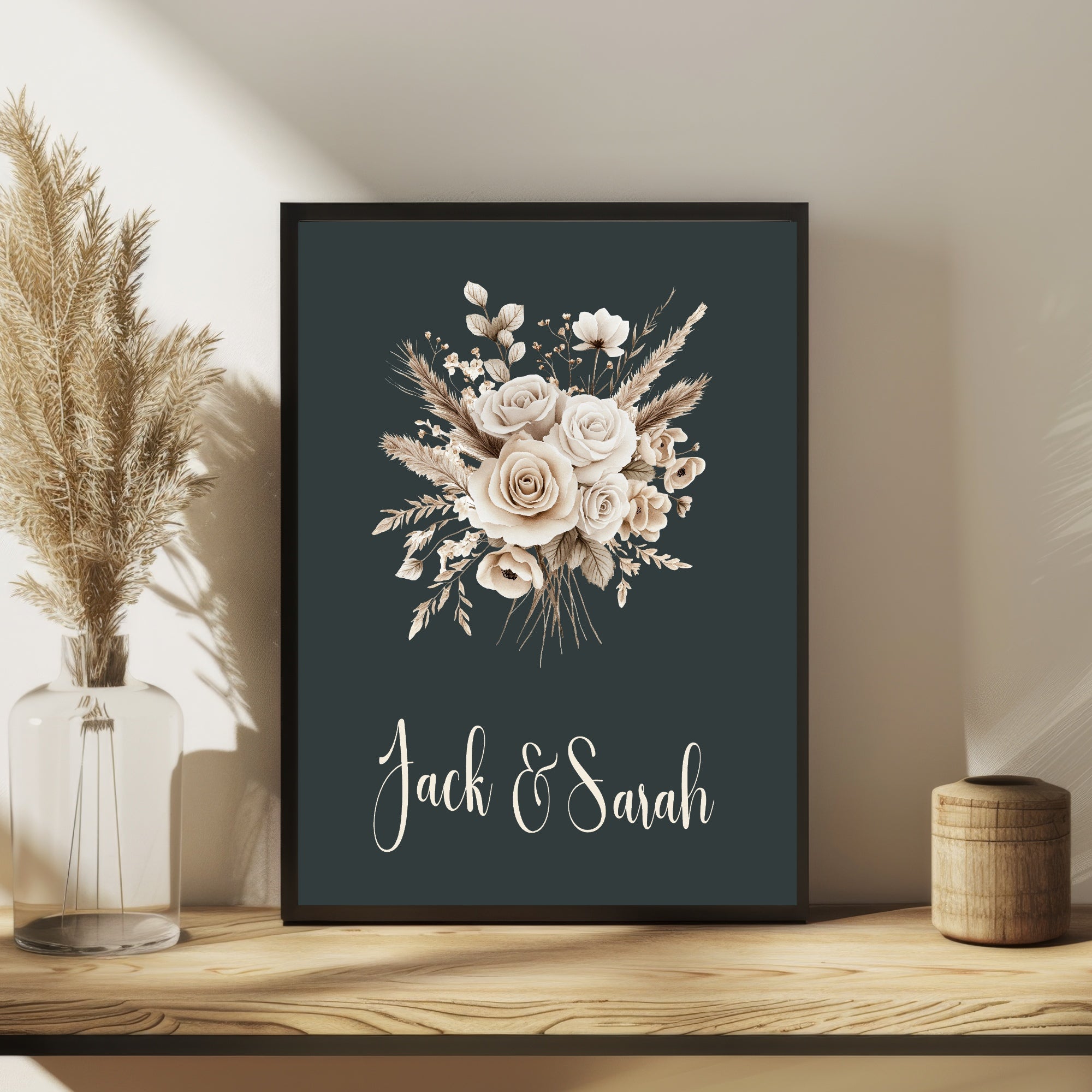 Dark Boho Rose Wedding Welcome Sign