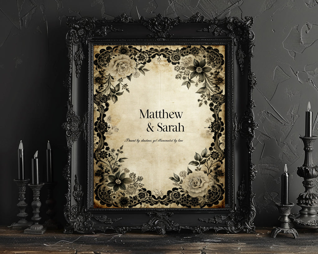 Black Rose Personalised Wedding Keepsake Print