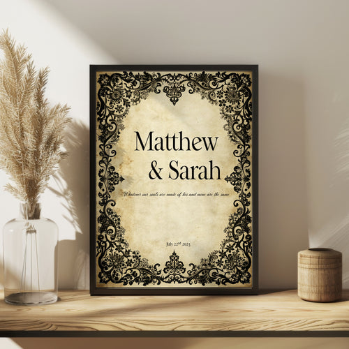 Black Lace Romantic Literature Wedding Pick A Seat Sign