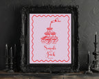 Champagne Party Wedding Welcome Sign | Pink & Red
