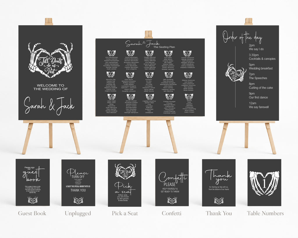 Gothic Till Death Do Us Part Complete Wedding Signage Bundle
