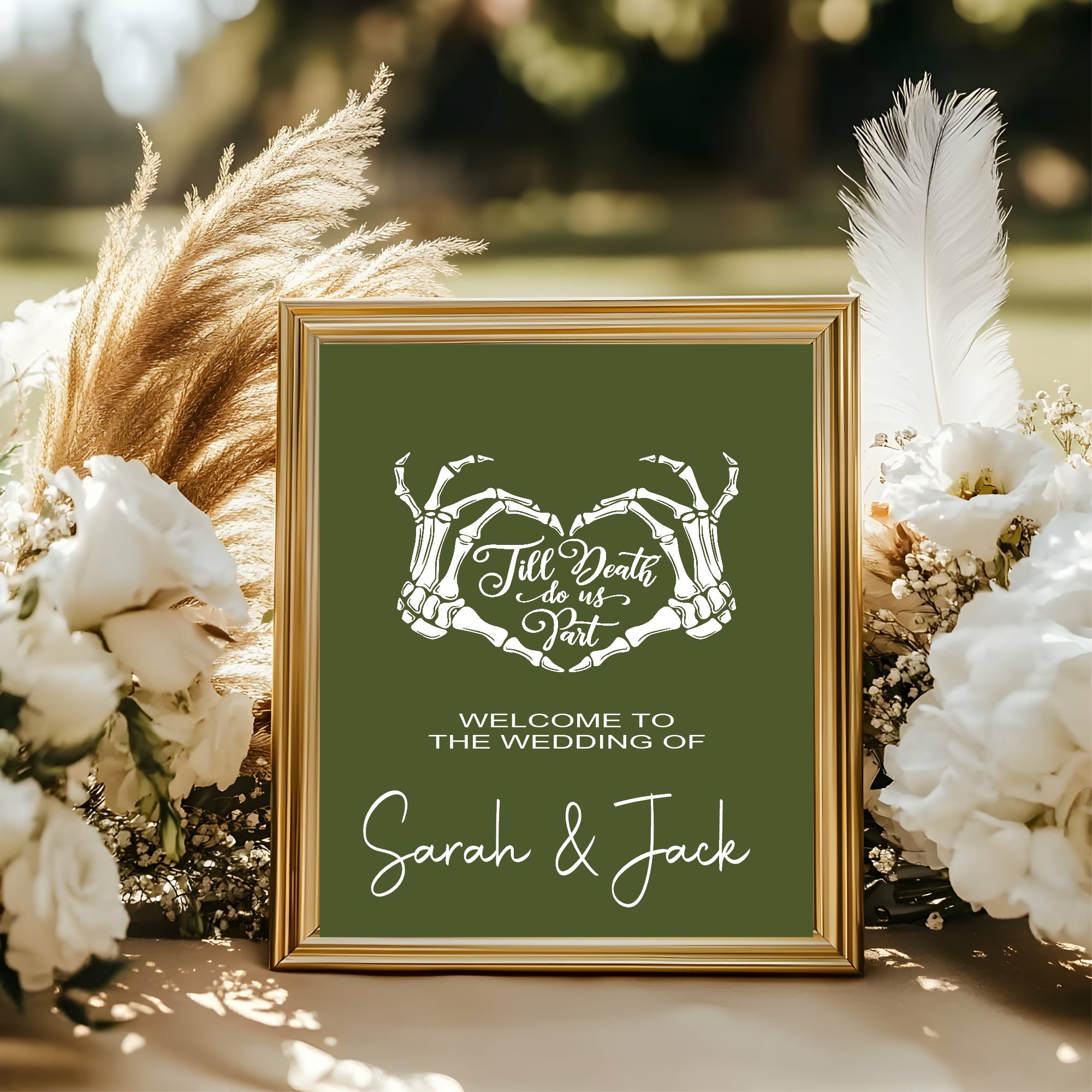 Gothic Welcome To Our Wedding Party Sign | Green
