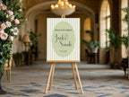 Striped Oval Wedding Welcome Sign | Green
