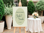 Striped Oval Wedding Welcome Sign | Green