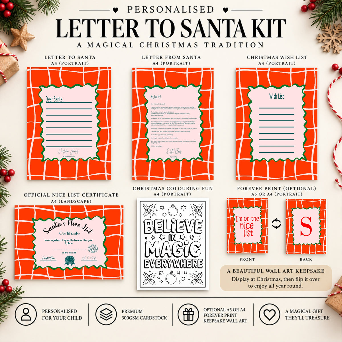 Personalised Letter to Santa Kit | Red Check Christmas Activity Pack