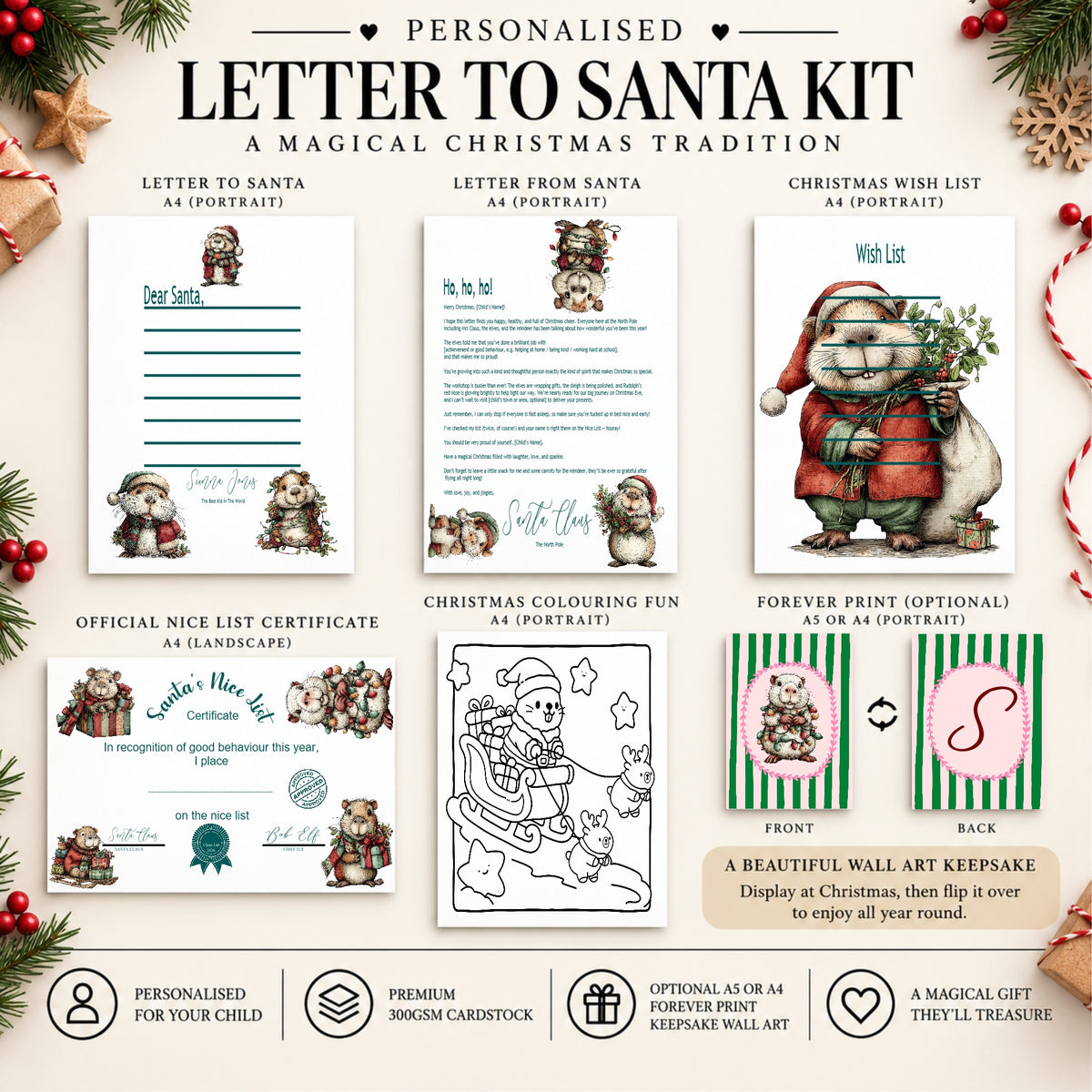 Personalised Letter to Santa Kit | Capybara Christmas Activity Pack
