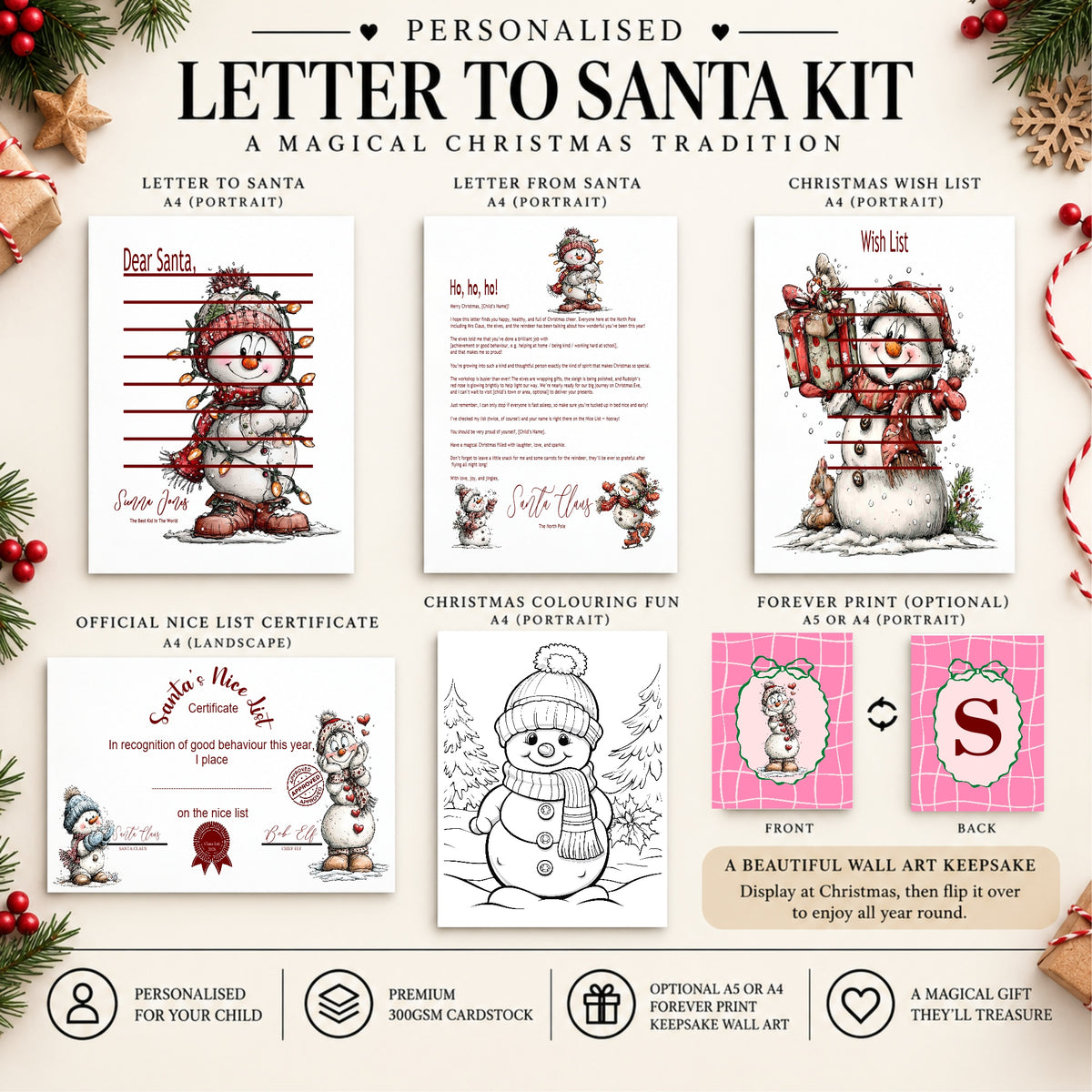 Personalised Letter to Santa Kit | Snowman Christmas Activity Pack