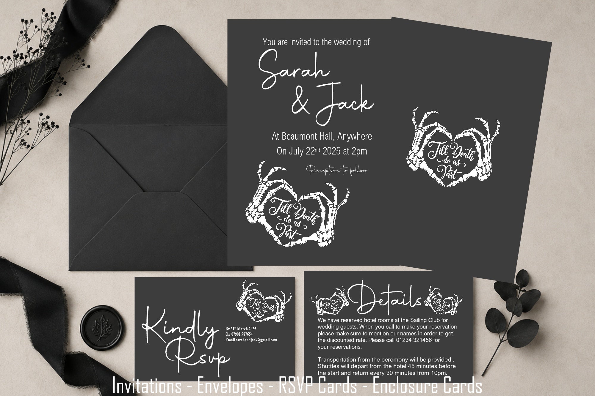Gothic Till Death Do Us Part Complete Wedding Signage Bundle