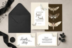 Dark Romance Vintage Moth Wedding Invitation Suite | RSVP & Details Cards | Invitations suite