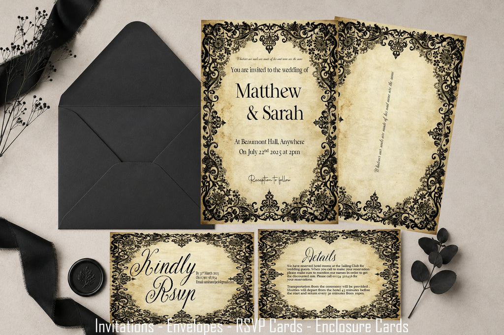 Black Lace Gothic Engagement Welcome Sign | Personalised