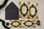 Black Lace Oval Frame Wedding Invitation Suite Bundle
