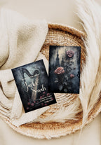 Gothic Harp & Rose Wedding Party Invitations & Envelopes | Pack of 10