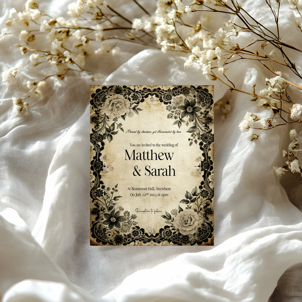 Black Rose Wedding Invitation Suite Bundle