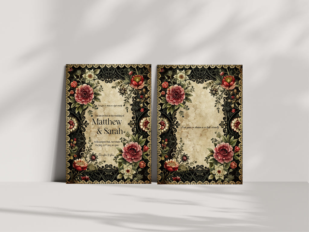 Gothic Floral Wedding Invitation Suite Bundle