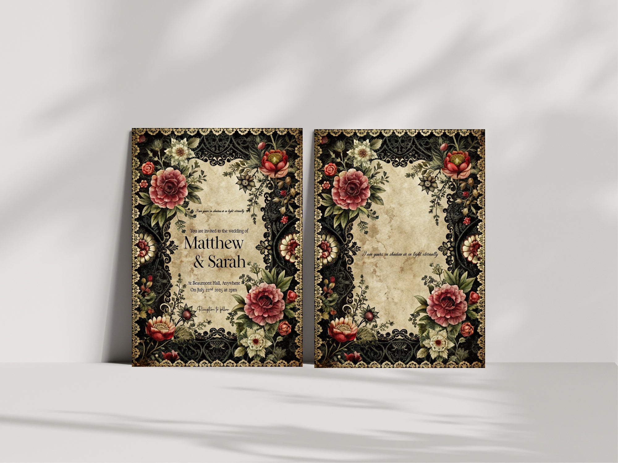 Gothic Floral Wedding Invitation Suite Bundle
