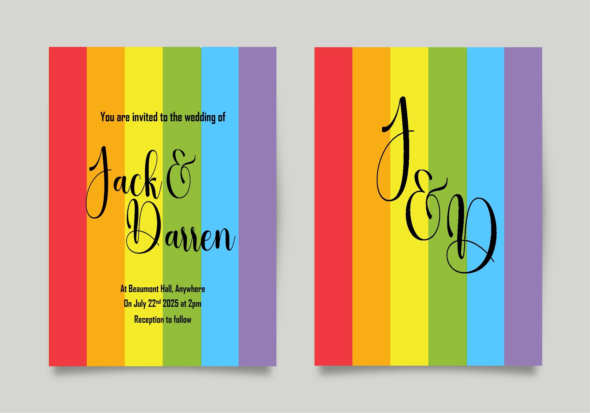 Pride Flag Wedding Party Invitations & Envelopes | Pack of 10