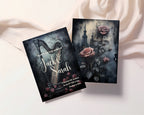 Gothic Harp & Rose Wedding Party Invitations & Envelopes | Pack of 10