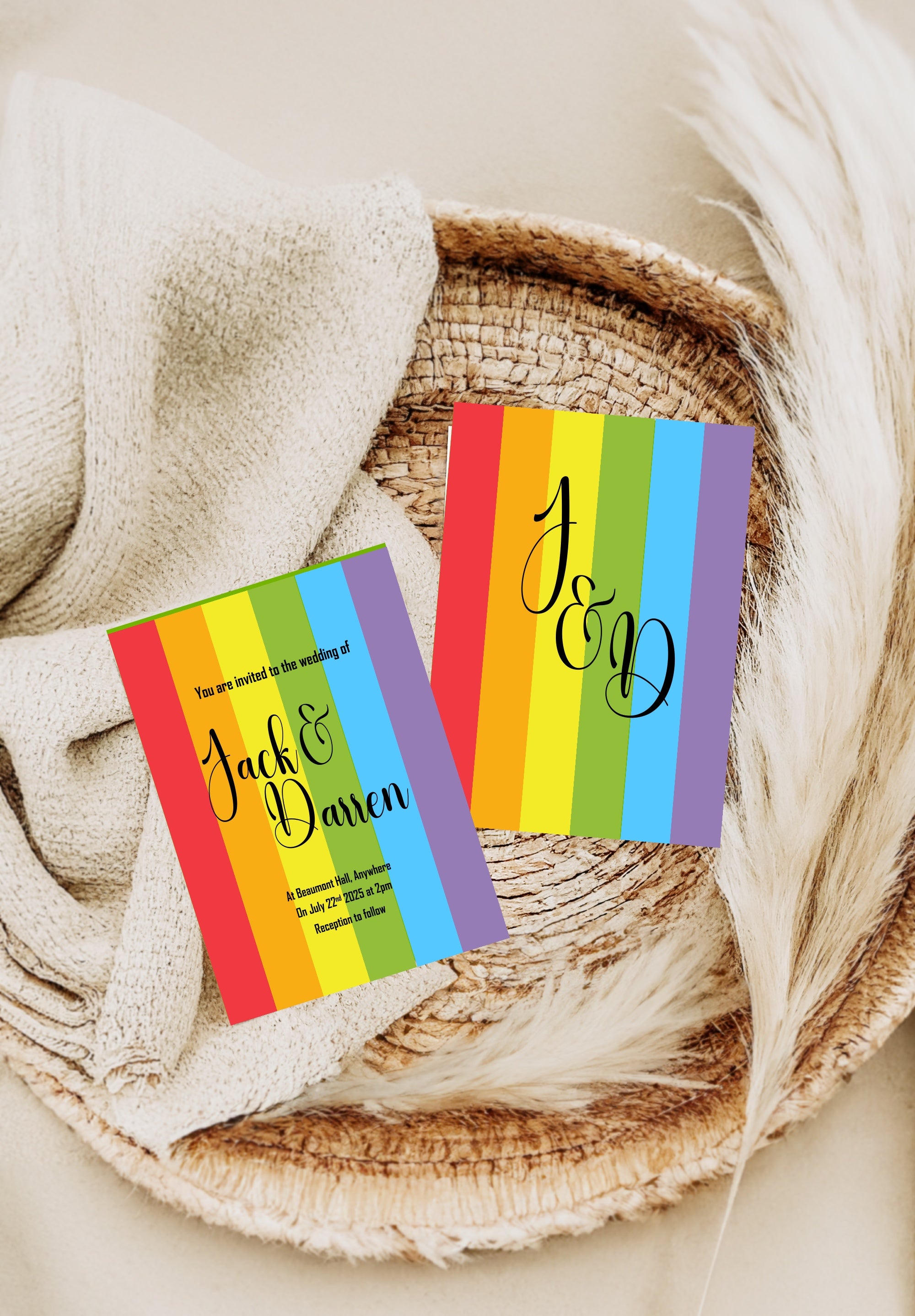 Pride Flag Wedding Party Invitations & Envelopes | Pack of 10