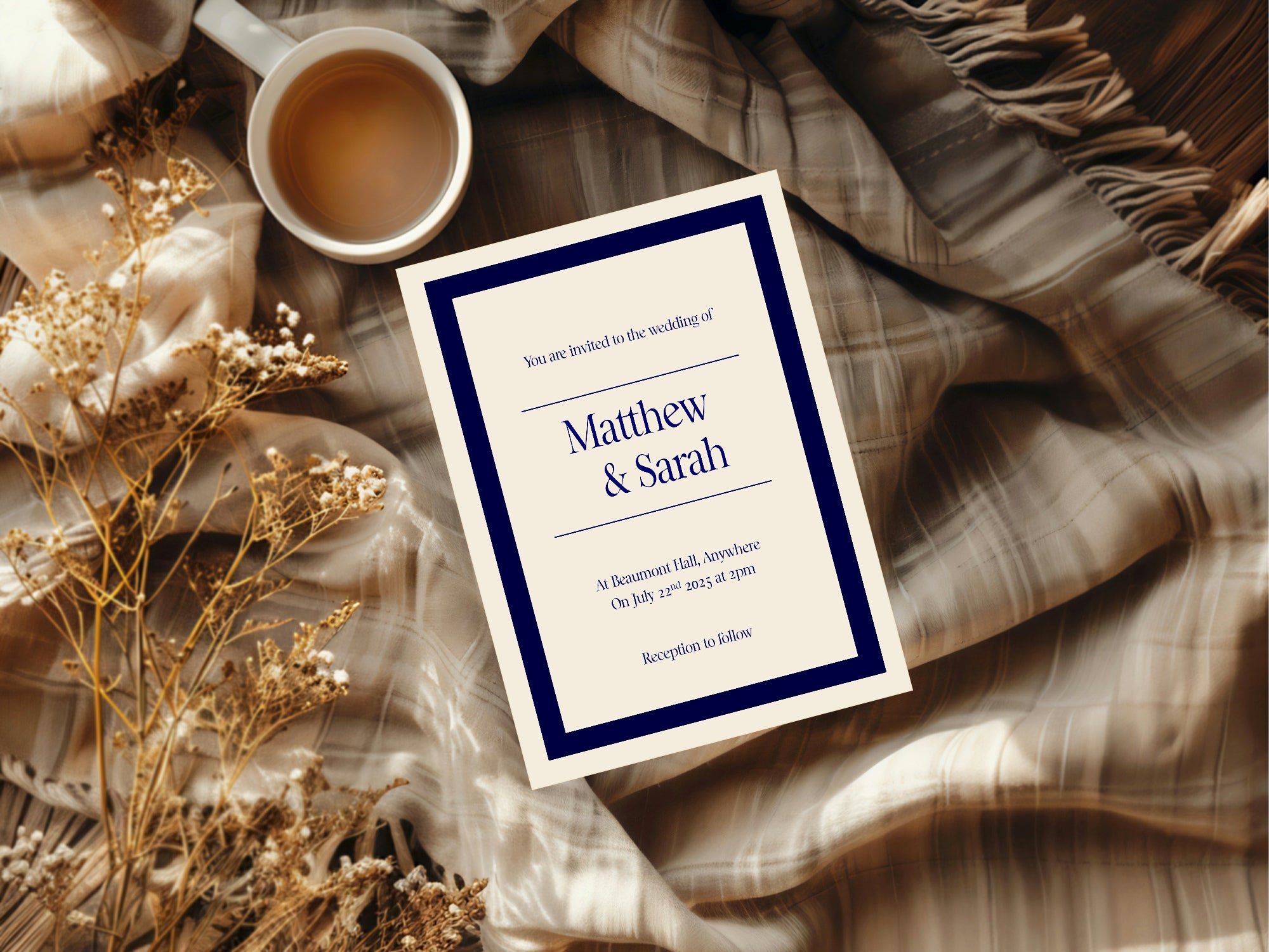 Celestial Swan In Love Wedding Invitations – Alternative Striped Moon Party Invites (Pack of 10)