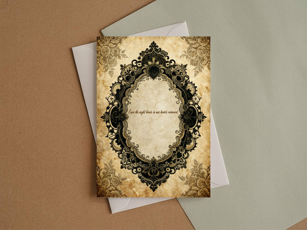 Black Lace Oval Frame Wedding Invitation Suite Bundle