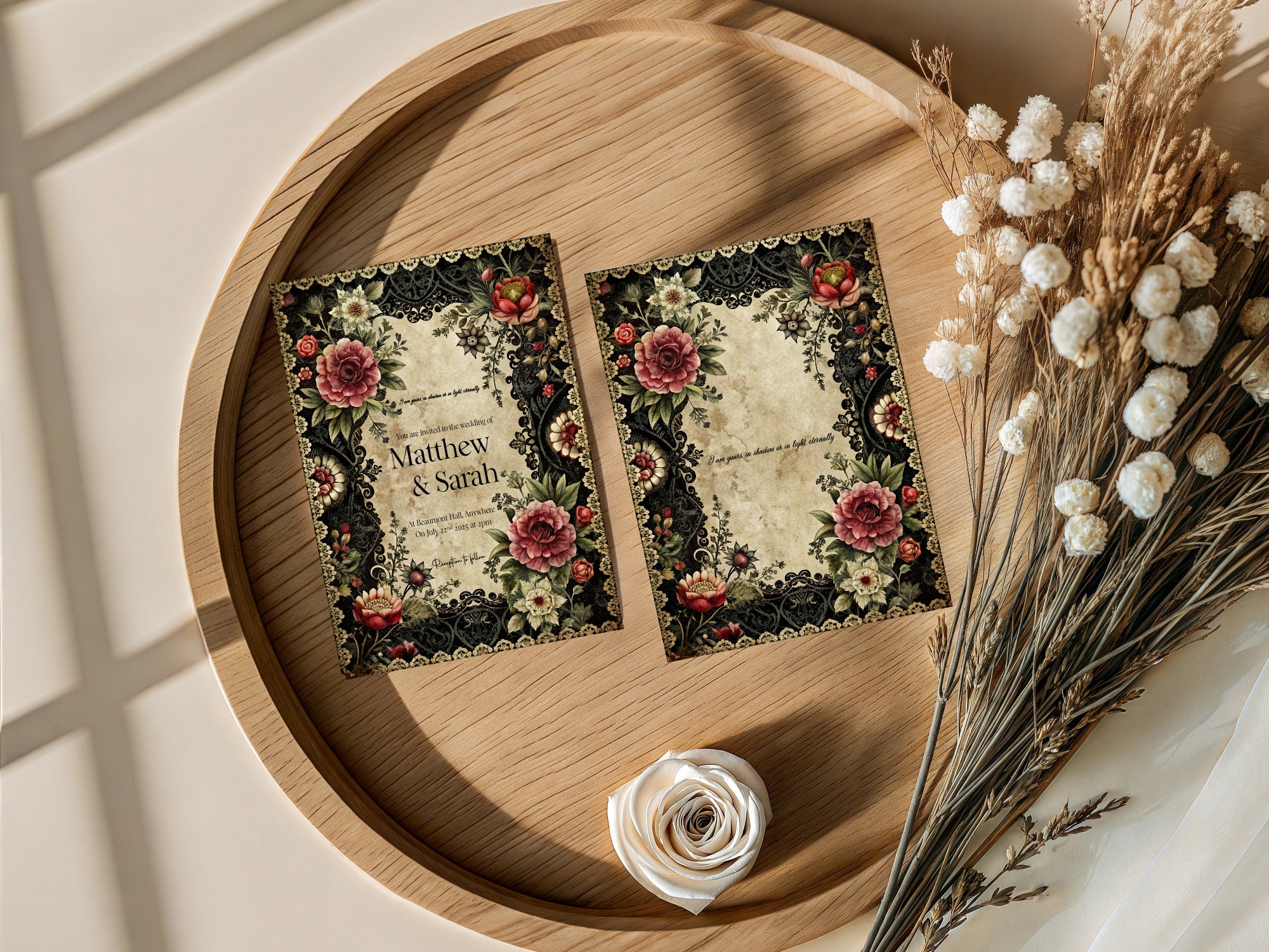 Gothic Floral Wedding Invitation Suite Bundle