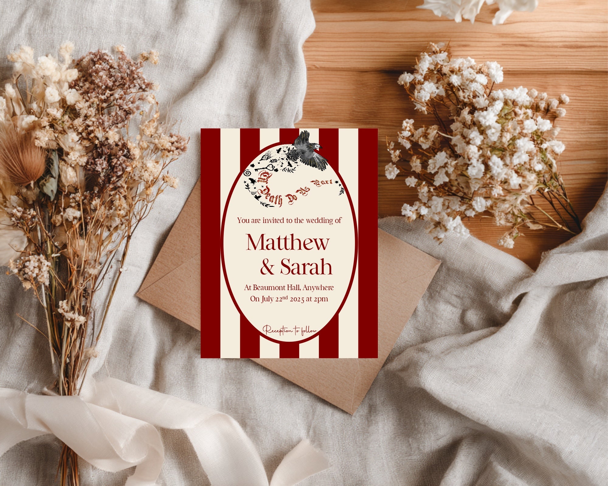 Gothic Bird Til Death Do Us Part Wedding Sign – Double Sided Forever Print