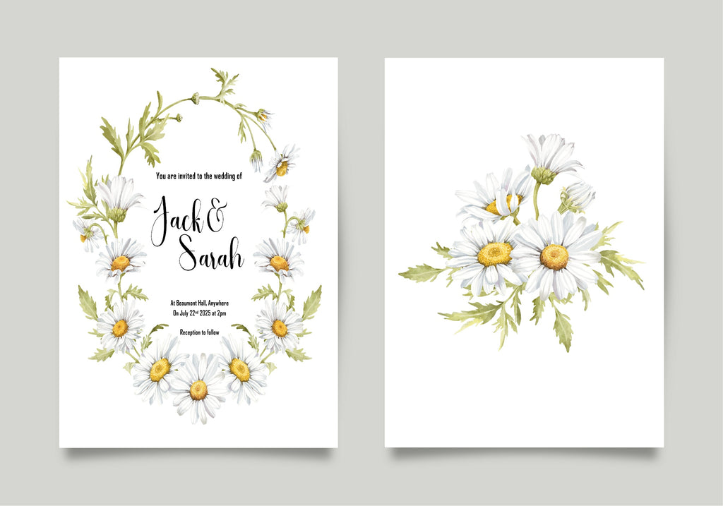 Daisy Wedding Party Invitations & Envelopes | Pack of 10